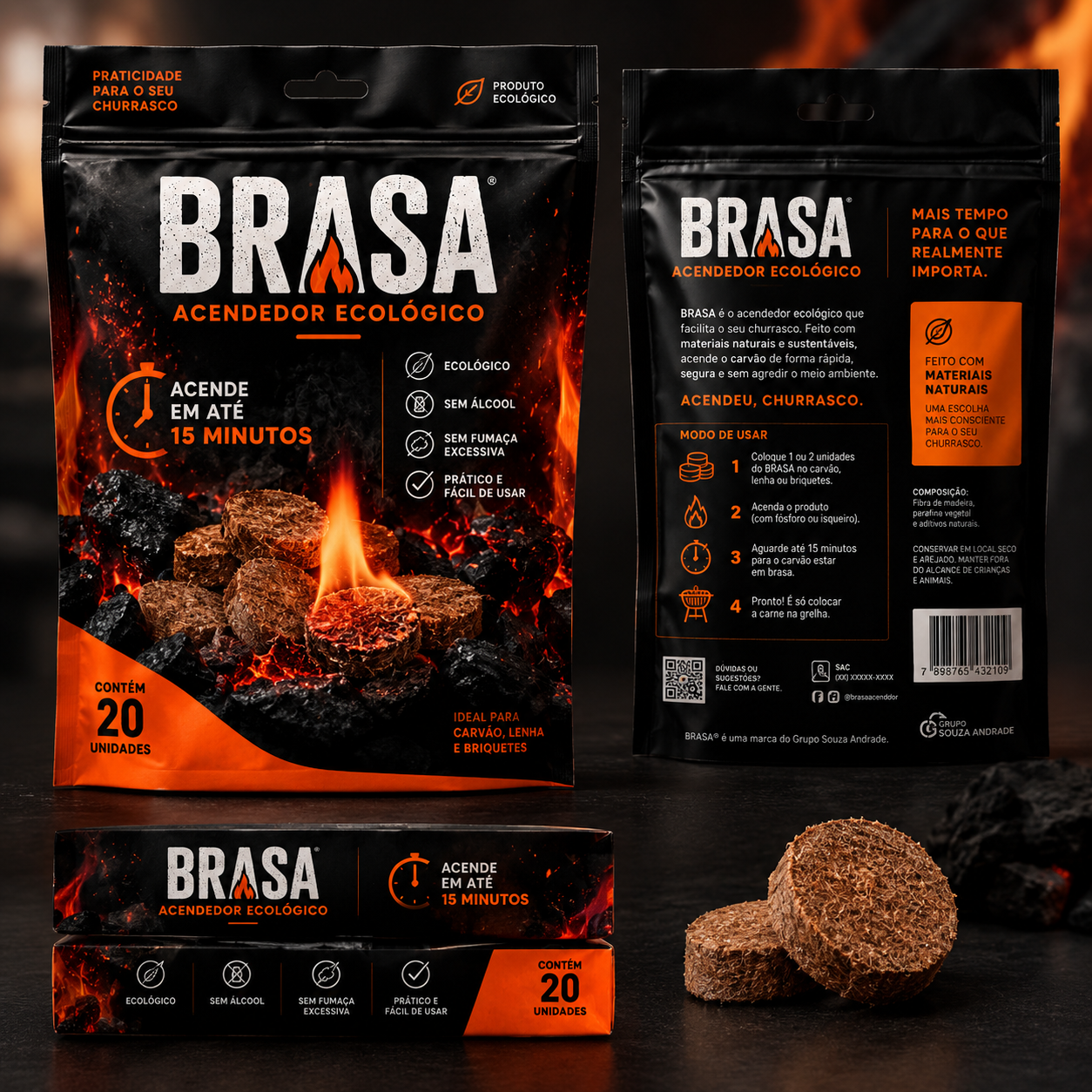 Embalagem do BRASA Acendedor Ecológico